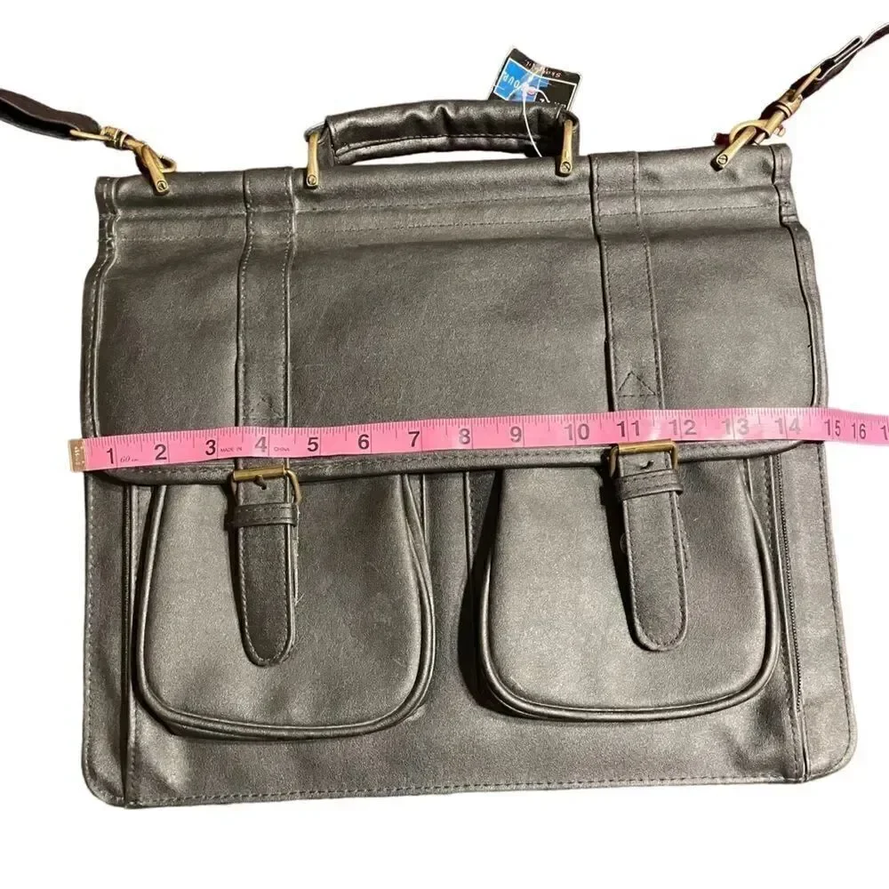 Leather look black laptop briefcase messenger  bag -NWT